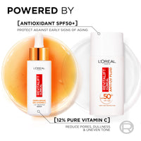 L'Oréal Paris Revitalift Clinical 12% Pure Vitamin C Serum (30ml) & SPF 50+ Invisible Fluid (50ml) Duo for Face, Antioxidant Protection, Brighter Smoother Skin, UV Protection