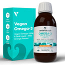 VEGETOLOGY Vegetology Vegan Omega 3 Liquid, from Microalgae, 800mg of EPA DHA, with Vitamin D3, Supports Heart, Brain, and Eye Health, Natural Fish Oil Alternative, UK Made, Mild Orange Flavoured