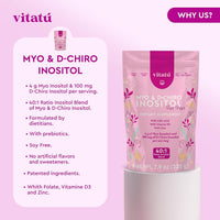 Vitatú | Myo Inositol (4g) & D-Chiro Inositol (1g) Ideal Mix 40:1 | Duration 45 Days | with Folic Acid + Vitamin D3 + Zinc, Powdered Dietary Supplement for Women (225 g)