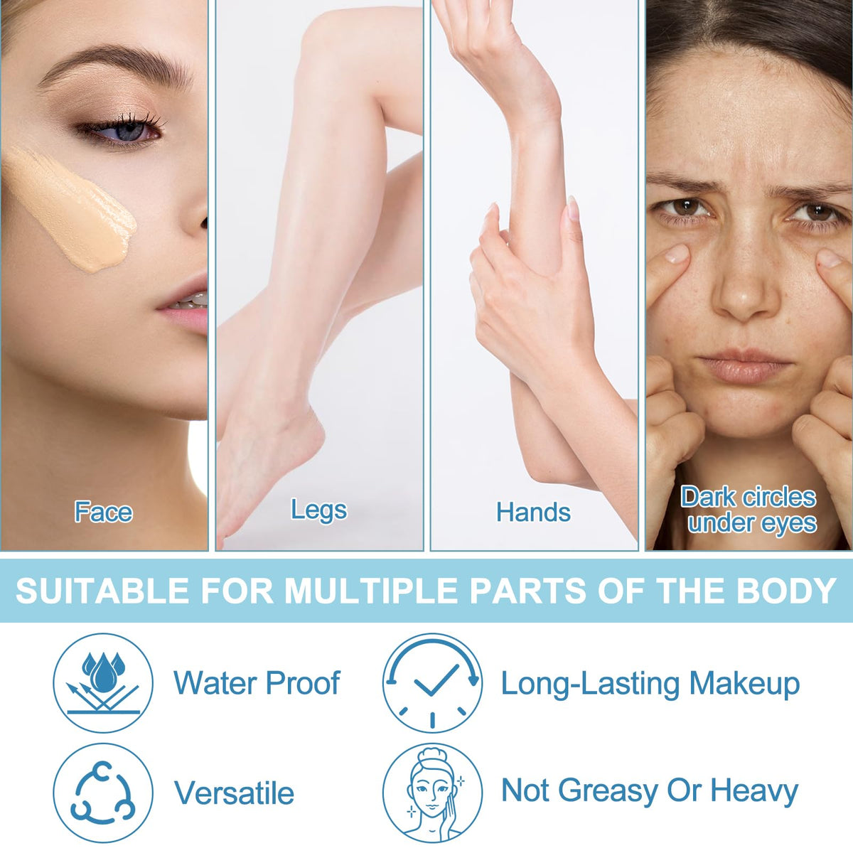 DRTRU All-Over Complexion Perfector,Body Coverage Perfector,CC Cream Foundation,Evens Out Skin Tone,Waterproof and Sweat-Proof Concealer Foundation for Face and Legs (1 Pcs)