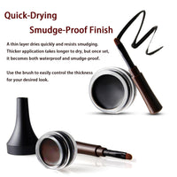 Mikloven Eyeliner Pot - High Matte Cream Gel Eyeliner in Black & Brown: Long-Lasting Waterproof Smudge-Proof Gel Formula with Fine Tip Brush, Ideal for Precise Lines, Mature Skin and All-Day Wear