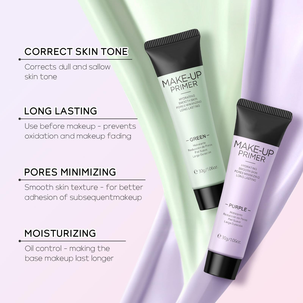 TUHOWEWZ Green Colour Corrector Primer Makeup - Professional Green Colour Correcting Makeup Primer, Anti-Redness Cream For Face, Hydrating, Pore Minimising, Long-Lasting