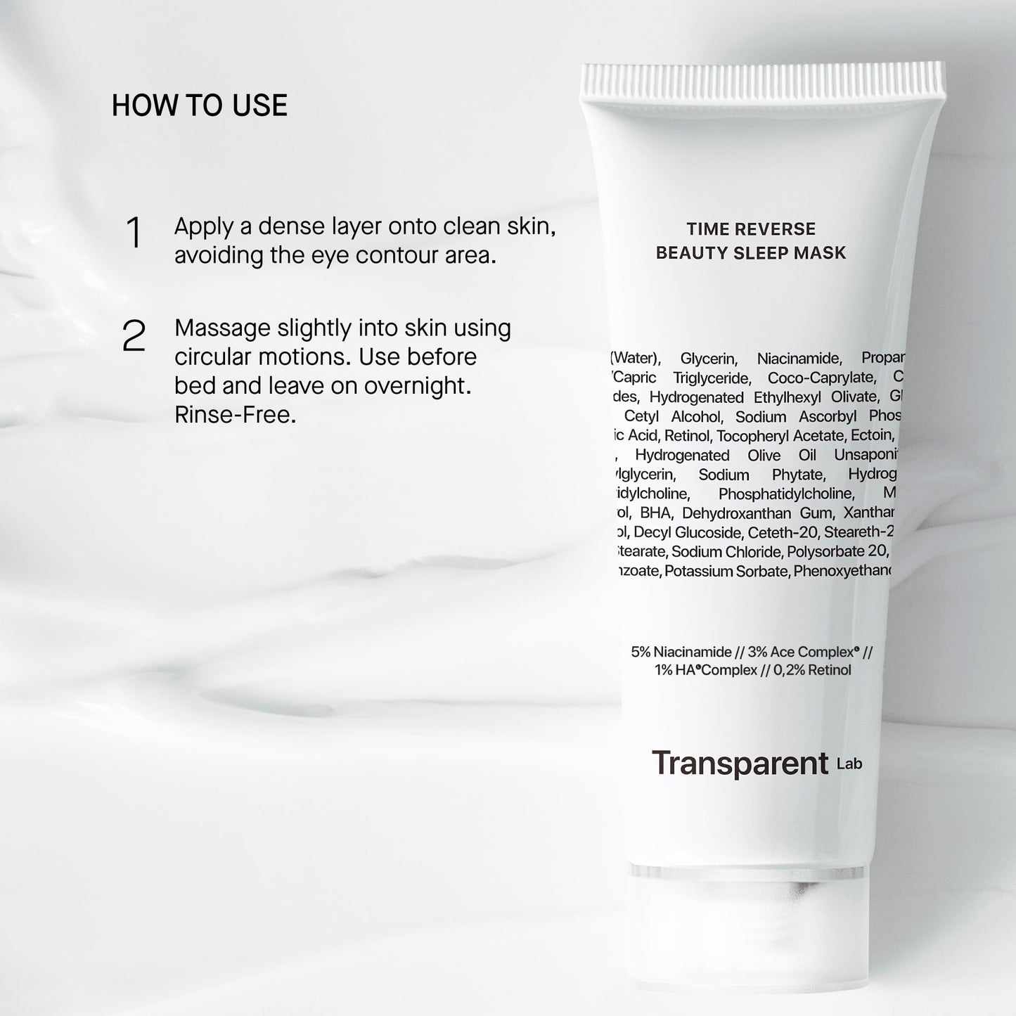 Transparent Lab Time Reverse Beauty Sleep Mask Anti-Aging Night Mask 75ml – Leave-in Treatment with Antioxidants, Repairs, Hydrates and Fights Signs of Aging While You Sleep