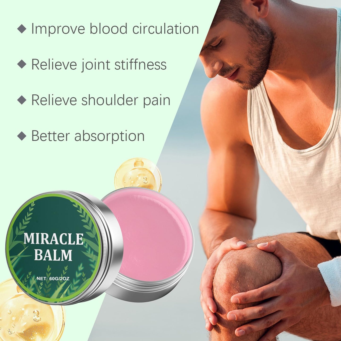 Mikloven Miracle Balm Herbal Skincare Soothing Joint Cream – 60g Natural Plant-Based Balm for Hands & Legs, Deeply Moisturizing Formula, Helps Soothe Joint & Muscle Tension, Non-Sticky, Fast Absorbing