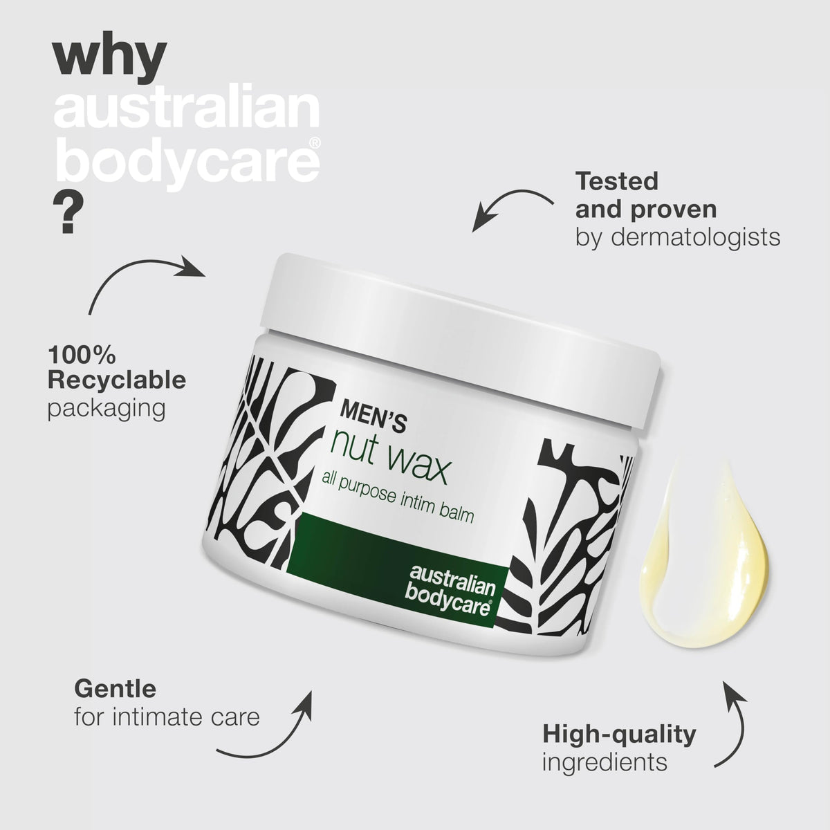 Australian Bodycare Men’s Nut Wax for Sweat, Chafing and Odor Relief in the Groin – enriched with shea Butter, squalane and Soothing bisabolol for Sensitive Skin Care