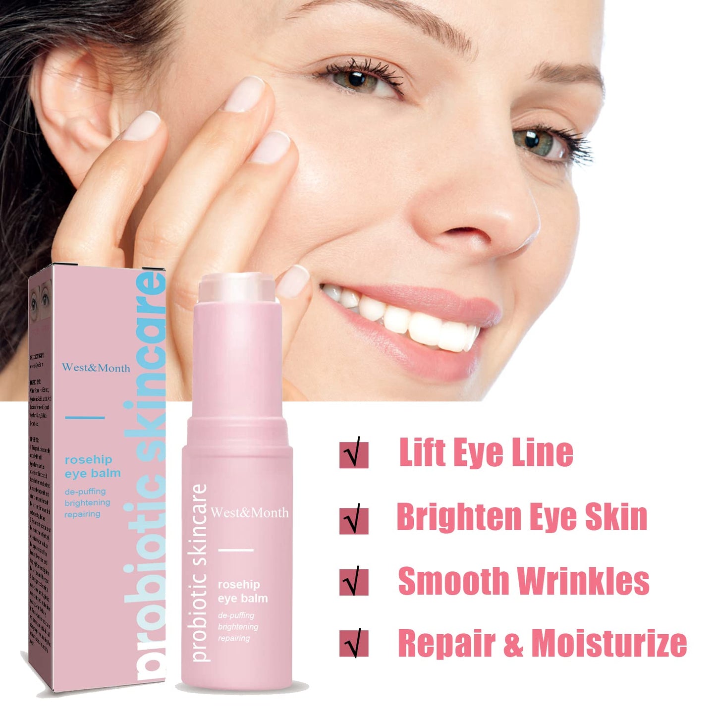 Brighten Eye Cream Stick,Rosehip Moisturizing Balm Stick,Hydrating Moisturizing Stick,Eye Cream for Dark Circles And Puffy Eyes & Wrinkles,Multi Eye Balm,Wrinkles,Lift Eye Line & Anti-Aging