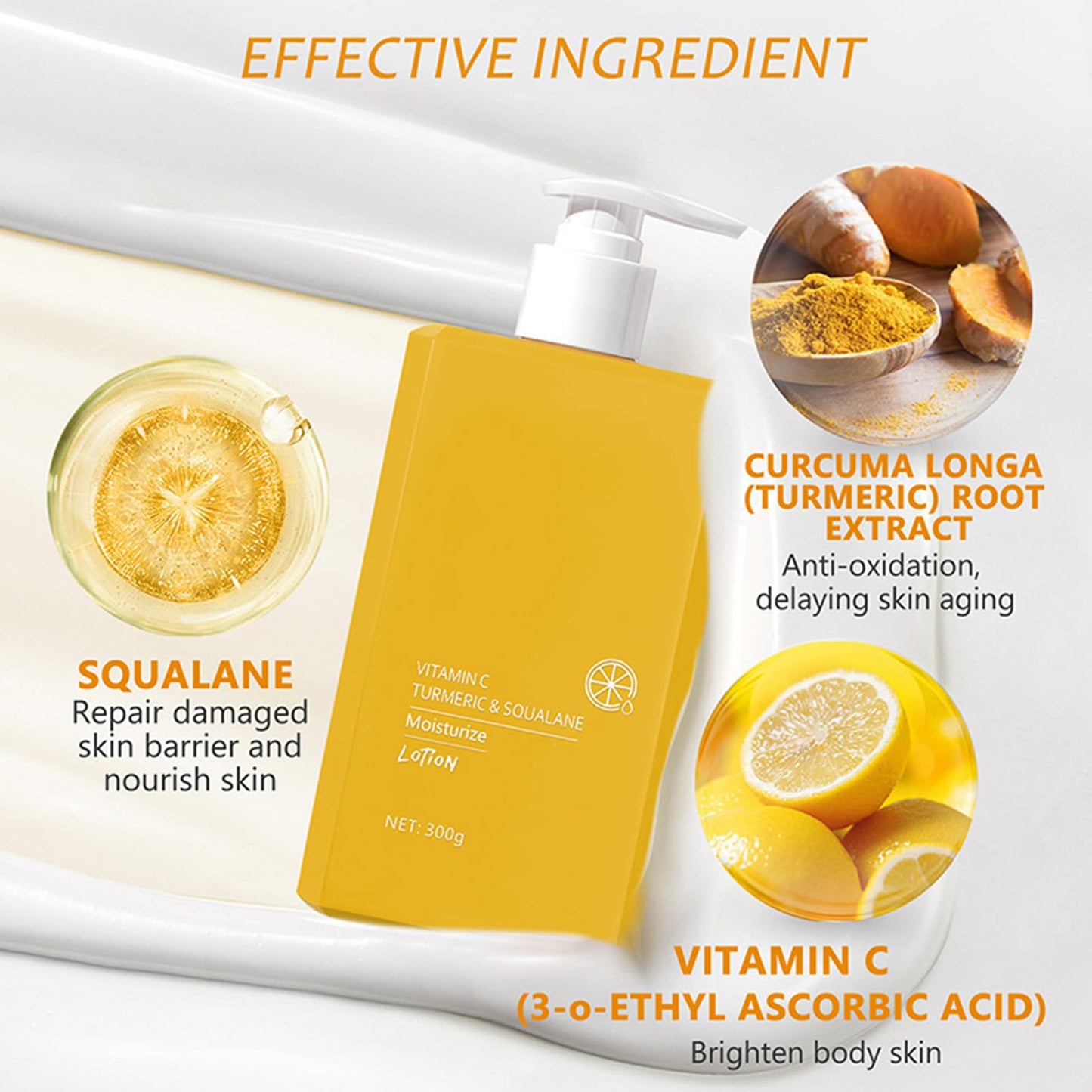 ISBEAUSOLS Turmeric Vitamin C Body Lotion UK - Fragrance Body Skin Care - Brightening Moisturiser for Dull Skin - Organic Night Repair Cream with Fast Absorption - Non-Greasy Summer Glow Lotion for Women 300 G