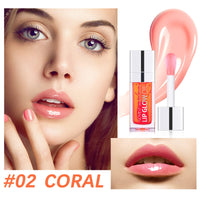 Uocasi Plumping Lip Oil, Hydrating Lip Gloss Tinted Lip Balm Transparent Lip Care, Big Brush Head Glitter Shine, Long Lasting Nourishing Non-sticky Fresh Texture (#2 Coral), 1 count