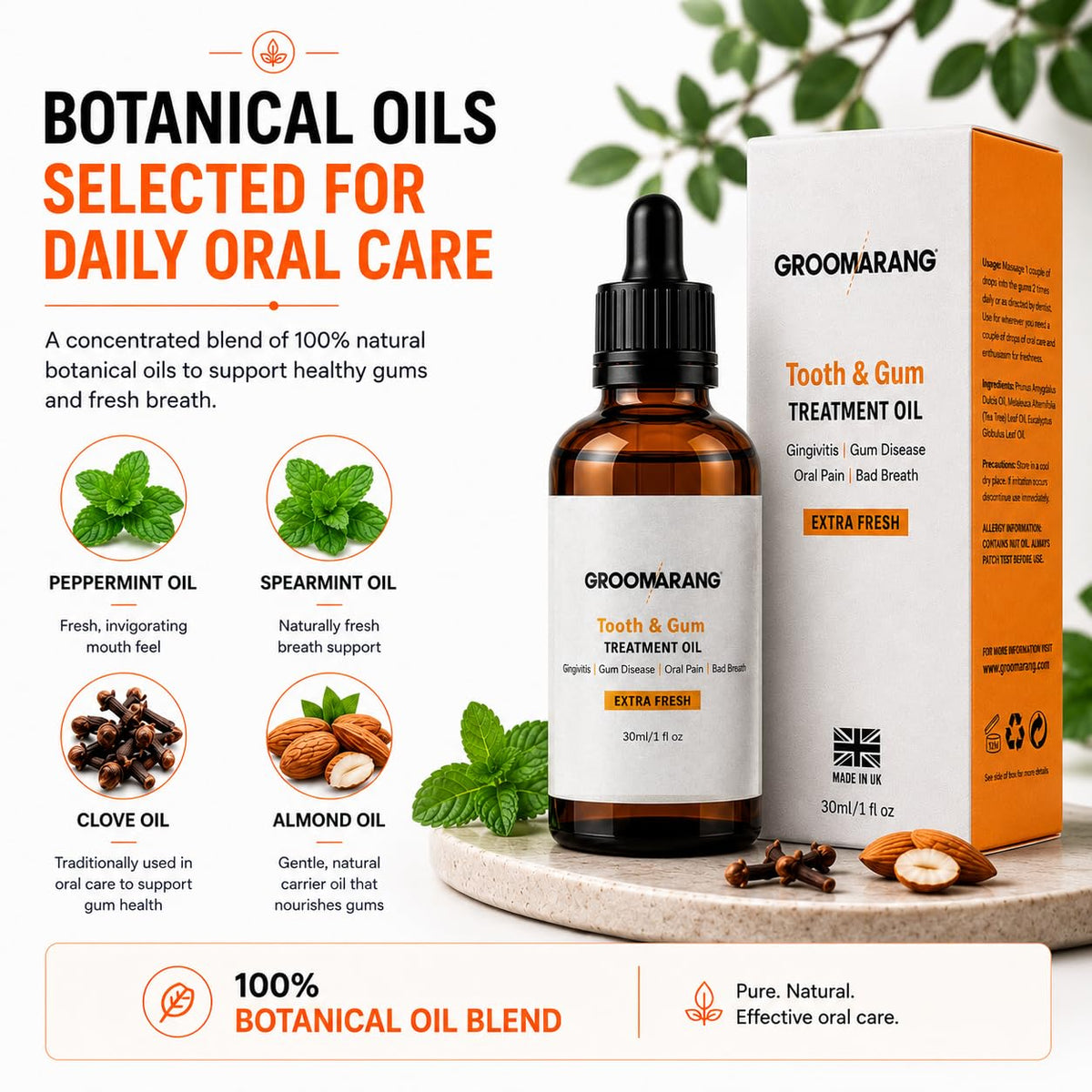 groomarang Groomarang Gum Disease Treatment Oil for Gingivitis, Bad Breath & Oral Pain - Made from 100% Pure Botanical Oils (Extra Strength) Convenient Dropper Bottle for Accurate Dispensing 30ml