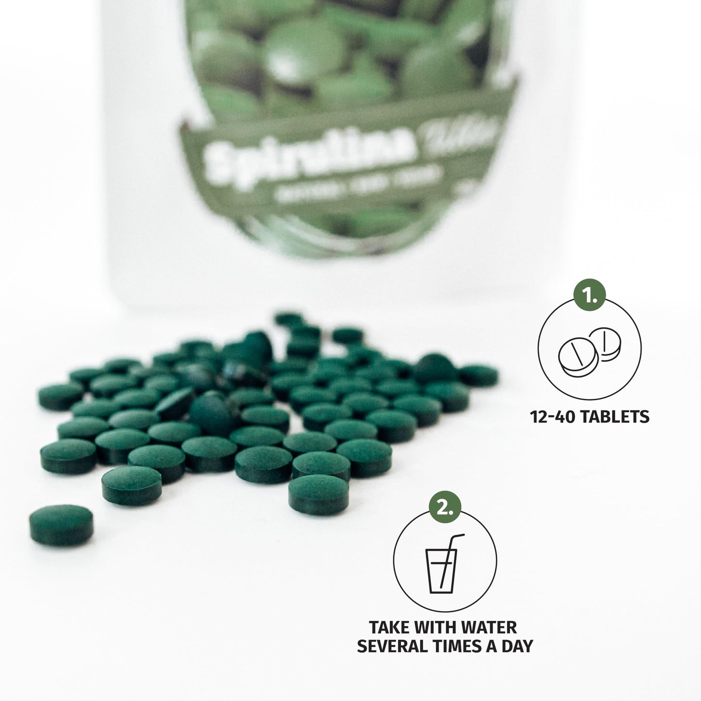 Nature's Finest by Nutrisslim Spirulina Tablets 250mg per Tablet (500 Tablets), 100% Organic Herbal Supplements, Natural Iron and Chlorophyll Source, Immune Booster Supplement - Vegan