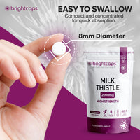 Brightcaps Milk Thistle Tablets 80% Silymarin High Strength 4,000mg Per Serving 2 Months Supply, 120 Vegan Tablets - Milk Thistle Capsules Alternative - Premium Supplement Made in UK