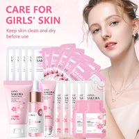Asheyya Sakura Skincare Set & Kits, Skin Care for Teenage Girls, Skincare for Kids with Face Cream, Face Serum, Lip Mask, Sleep Mask, Eye Mask, Mud Mask(20 Pcs)