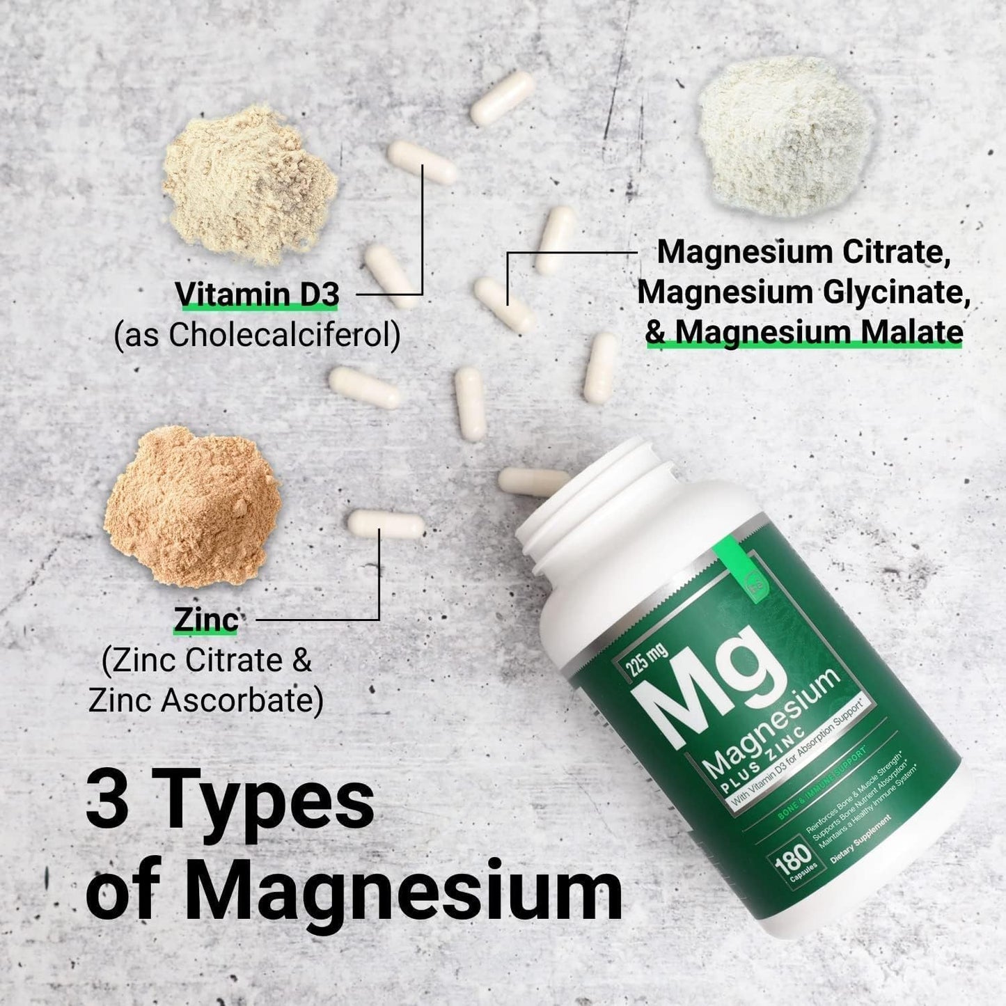 Essential Elements Magnesium & Zinc with Vitamin D3, 180 Capsules, 3 Month Supply