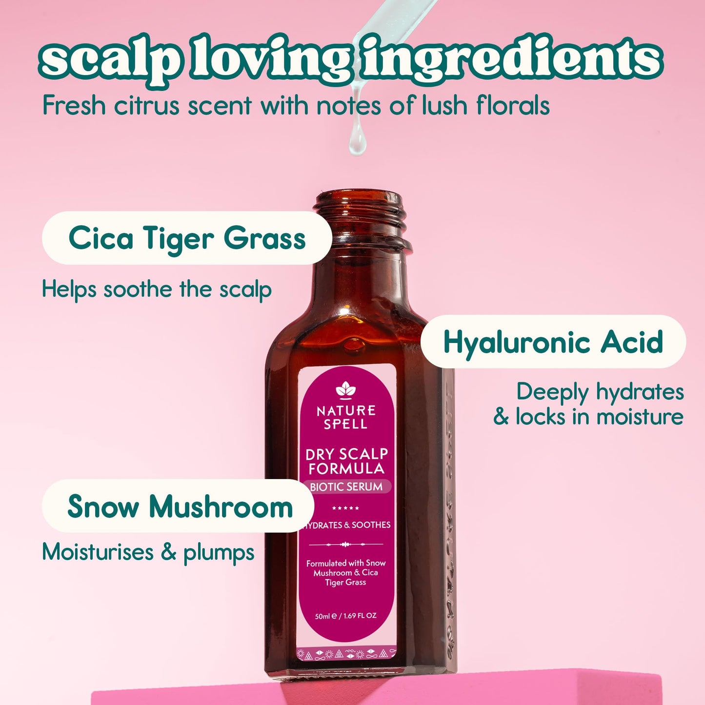 Nature Spell Dry Scalp Serum, Hydrating & Soothing Formula, Vegan, 50ml