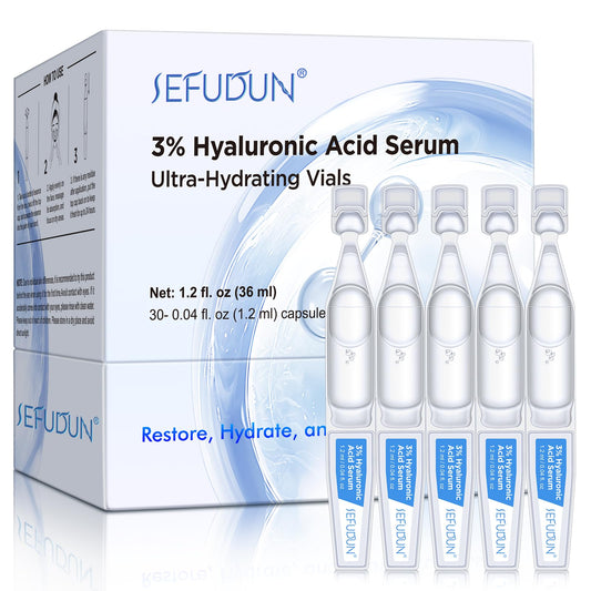 30pcs Ultra-Hydrating Acid Serum-1.2ml Hyaluronic Acid Ultra-Hydrating Vials with 3% Hyaluronic Acid,-Sensitive-Soothing-Anti Aging Serum for Face
