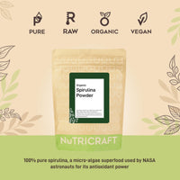 NutriCraft Pure Organic Spirulina Powder - 250g, High Protein, Antioxidant-Rich, Superfood for Smoothies, Juices, and Baked Goods, No Additives or Preservatives, Natural Immune System Booster