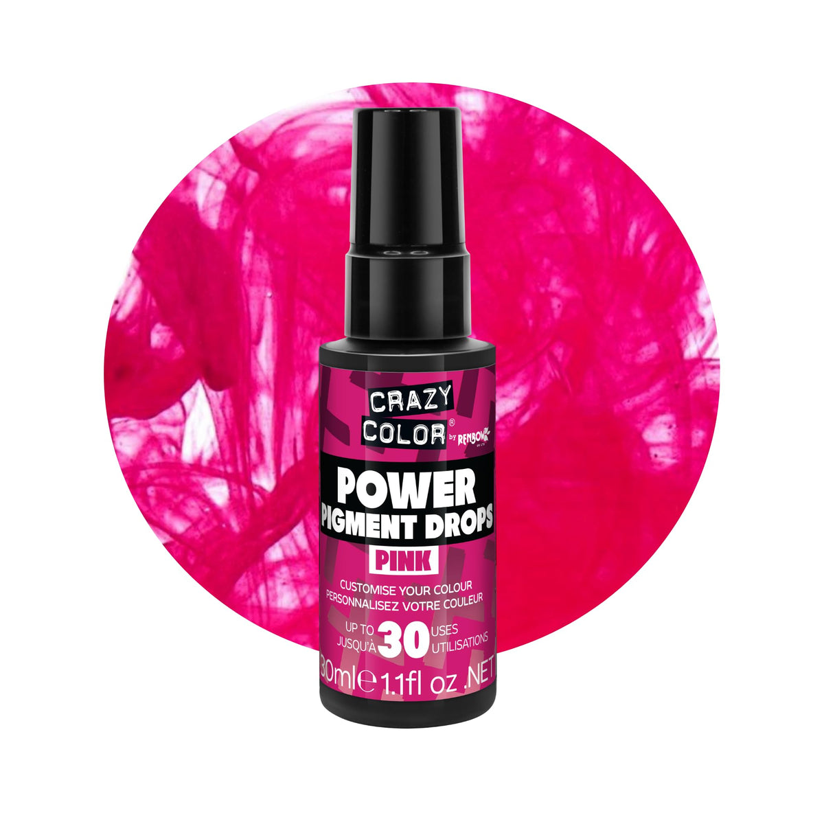 Crazy Color Hot Pink Hair Dye, Power Pigments, 30ml