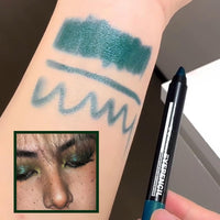 LYNTYAOU Green Shimmer Eyeshadow Stick, Jungle Green Eye Shadow Pencil, Creamy Metallic Glitter Eye Makeup Crayon, Deep Blue Color Highlight Brightener Pen, Smooth High Pigmented Eyeliner