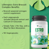 Lifetropics Estro Broccoli Complex | Broccoli Powered Estrogen Blocker | with Broccoli, Calcium D Glucarate | Natural Food Supplement | 90 Vegecapsules