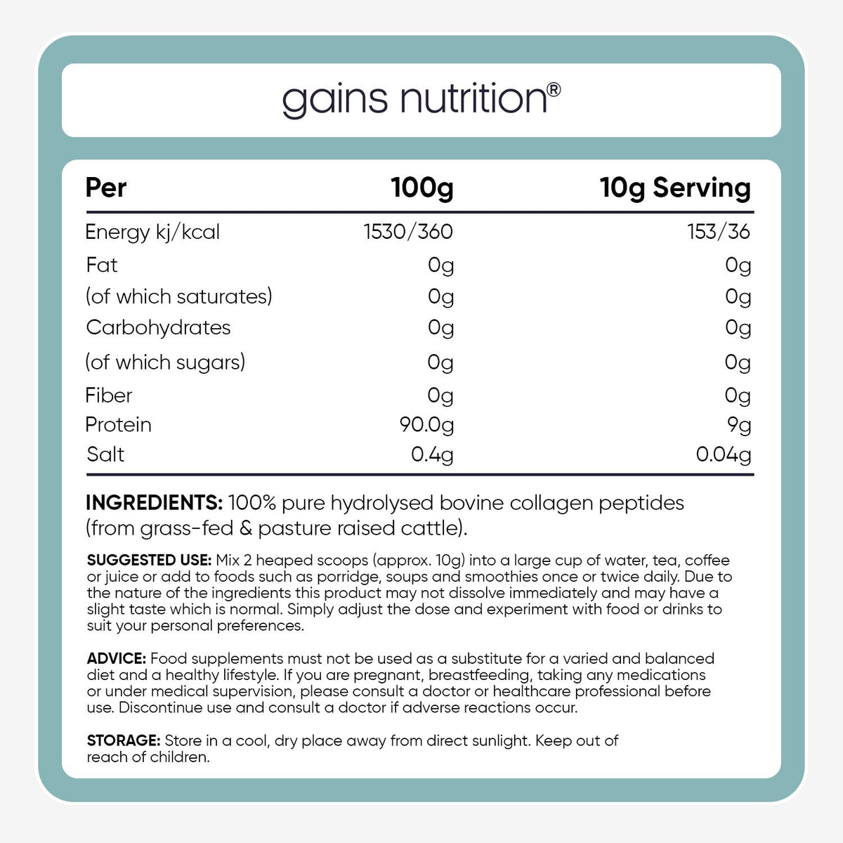 Gains Nutrition GN Collagen Peptides Powder | Hydrolyzed Bovine Collagen Powder - 500g Collagen-Supplements Halal & Kosher | Unflavoured & Unsweetened Collagen Supplements for Women & Men with Essential Amino Acids