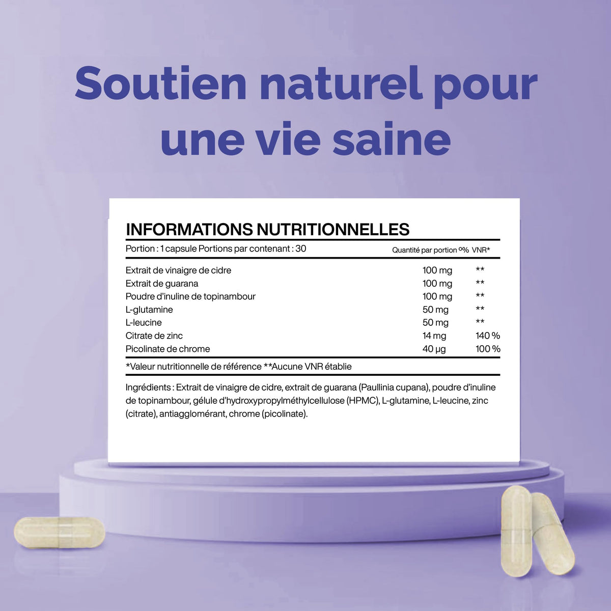 Supplements Sanctuary Nixol Macronutrient Metabolism Supplement | with Chromium, Guarana, ACV, L-Glutamine, 30 Capsules