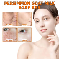 2PCS Natural Persimmon Goats Milk Soap - Anti-Odor Persimmon Goat Milk So-ap for Skin - Deep Cleansing Per-simmon Handmade Soap - Pure Per-simmon Go-at Mi-lk Soap Bar for Face & Body