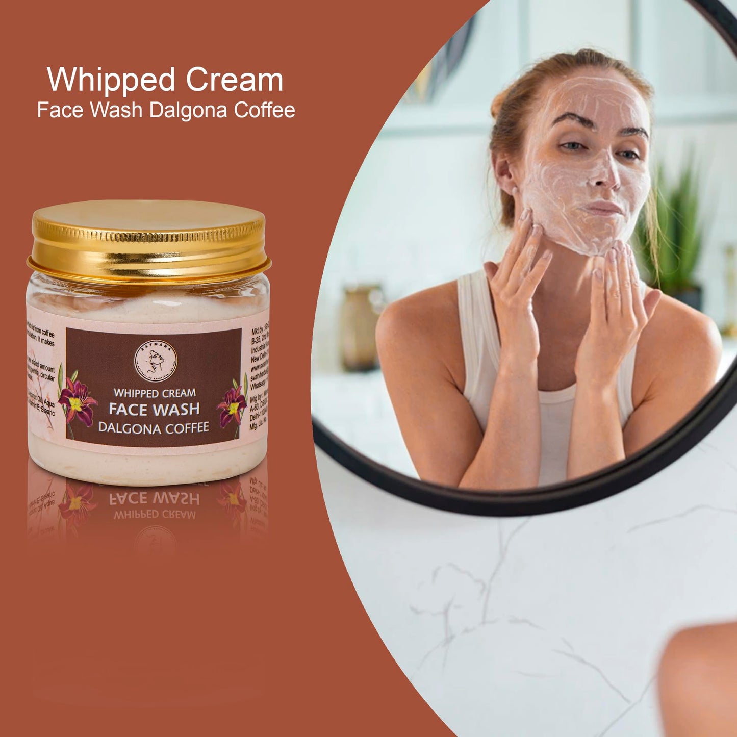 AATMANA Face Wash Dalgona Coffee | Hydrating Face Wash for Sensitive Skin, Removes Makeup & Gently Cleanses Without Over Drying -100 Grams