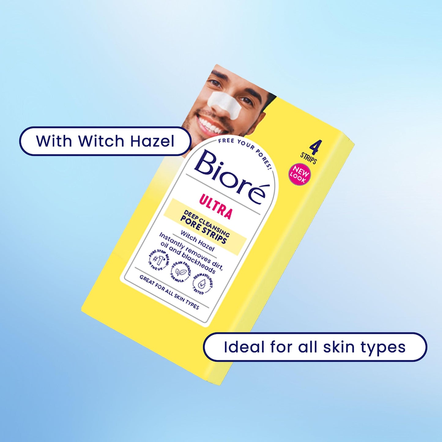 Biore Bioré Witch Hazel Ultra Deep Cleansing Pore Strips Nose Strips For Spot Prone Skin