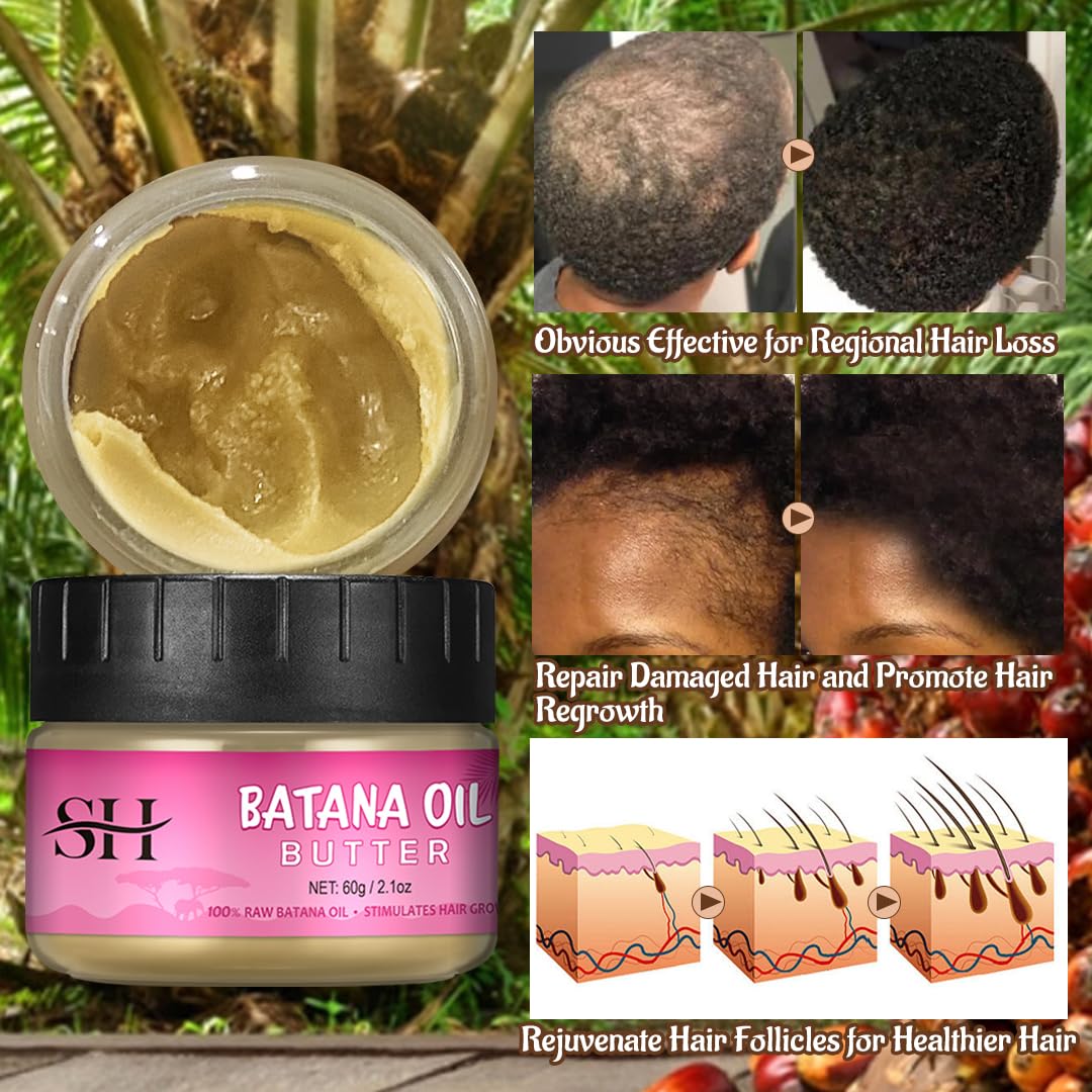gowwim Batana Oil Pure,100% Batana Oil for Hair Growth Dr Sebi,Veganic Natural Hair Growth Oil Repair Damaged Hair,Effective Against Regional Alopecia,Promote Hair Regrowth,60g,2.1Oz