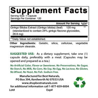 Best Naturals, Ginkgo Biloba Extract - Double Strength Ginkgo Biloba, 120mg, 120 Capsules (120 Count (Pack of 2))