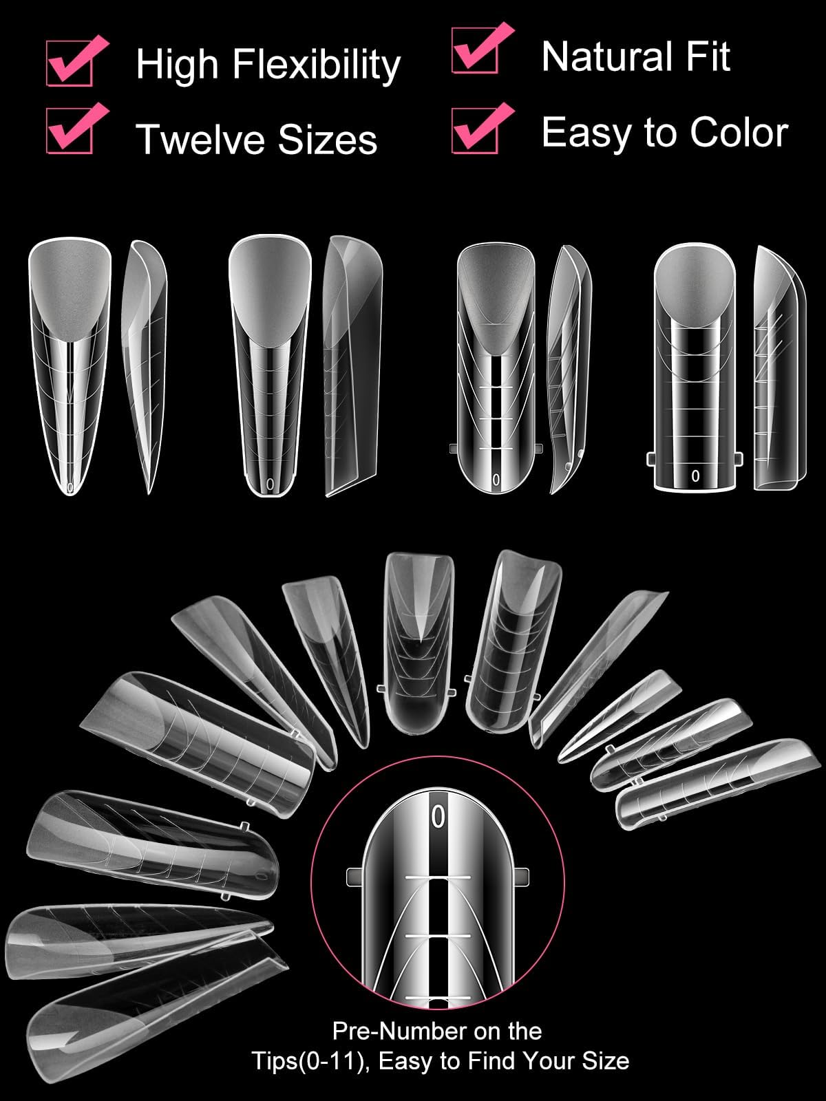 EBANKU 96PCS Clear Dual Nail Forms System Full Cover Nail Mold