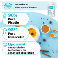 Cestfilo Liposomal Fisetin with Quercetin 1200mg | 98% Pure Fisetin | Patented Formula for Enhanced Absorption & Availability | High Strength Flavonol Complex | 60 Count (Pack of 1)