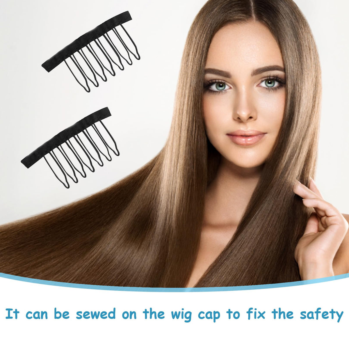 jeufun 12pcs Wig Combs 7-teeth Wig Clips Lady Tools Black Metal Wig Caps for Women Black U Shape Wig Comb Clip Tooth Comb,Net Comb Clip Steel Tooth Clip Wig Clip for Wig Making Cap DIY Wig Caps Accessories