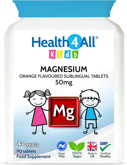 Health4All Kids Magnesium Chewable 90 Tablets (V), Tasty Magnesium for Kids - Tablets (not Gummies) Supplement