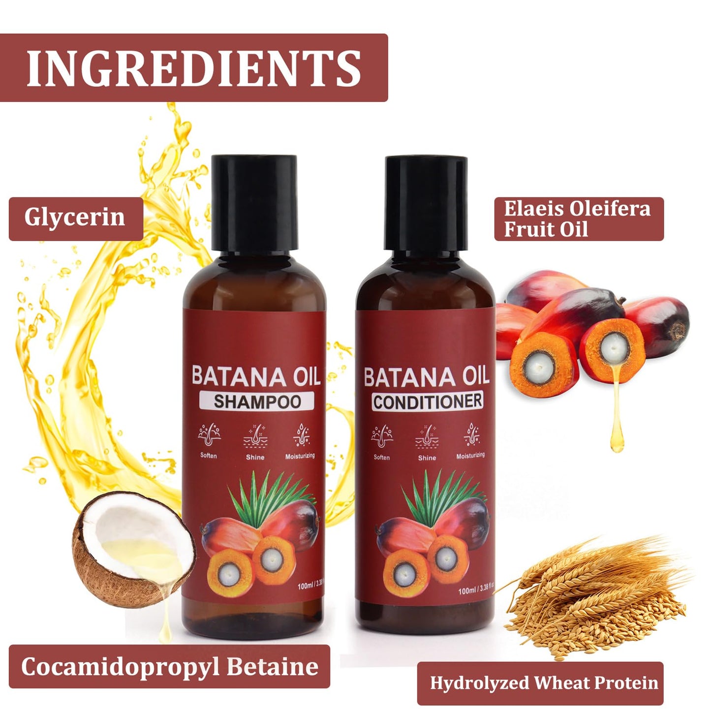 DMQ Batana Oil for Hair Care Set,Batana Oil Shampoo and Conditioner,Deep Nourish Scalp,Restores Damaged Hair,Natural Hair Growth Oil Effective Against Regional Alopecia,Smooth Hair Travel Set