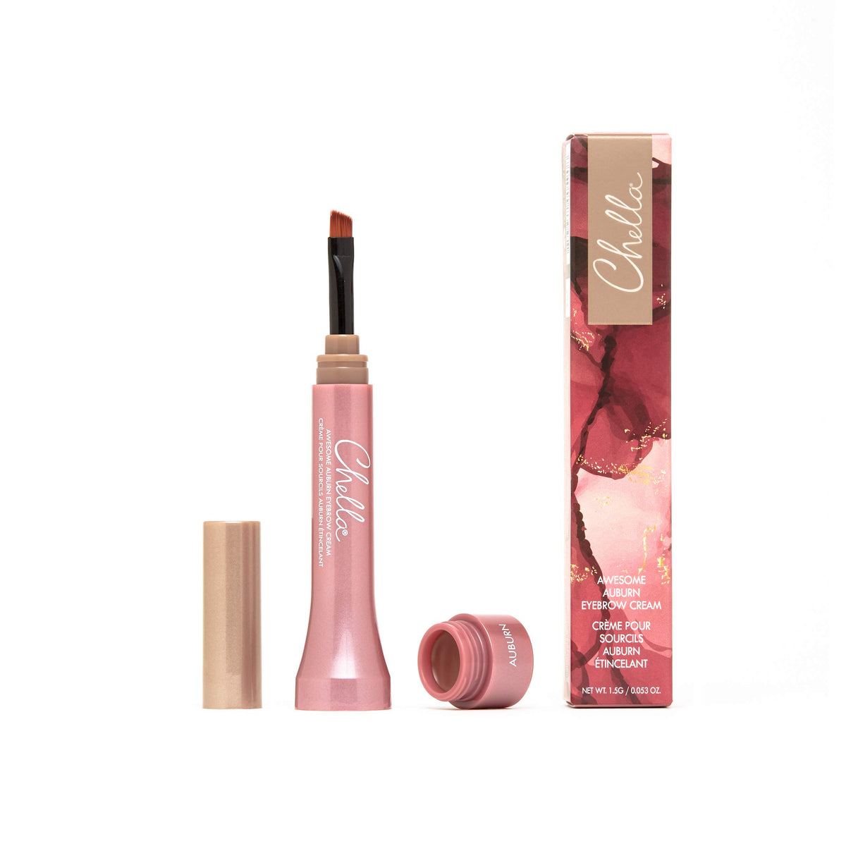 Chella Eyebrow Cream, Awesome Auburn - Vegan, Cruelty Free, Paraben Free, Gluten Free - Long Wearing, Velvet Consistency, Water Resistant