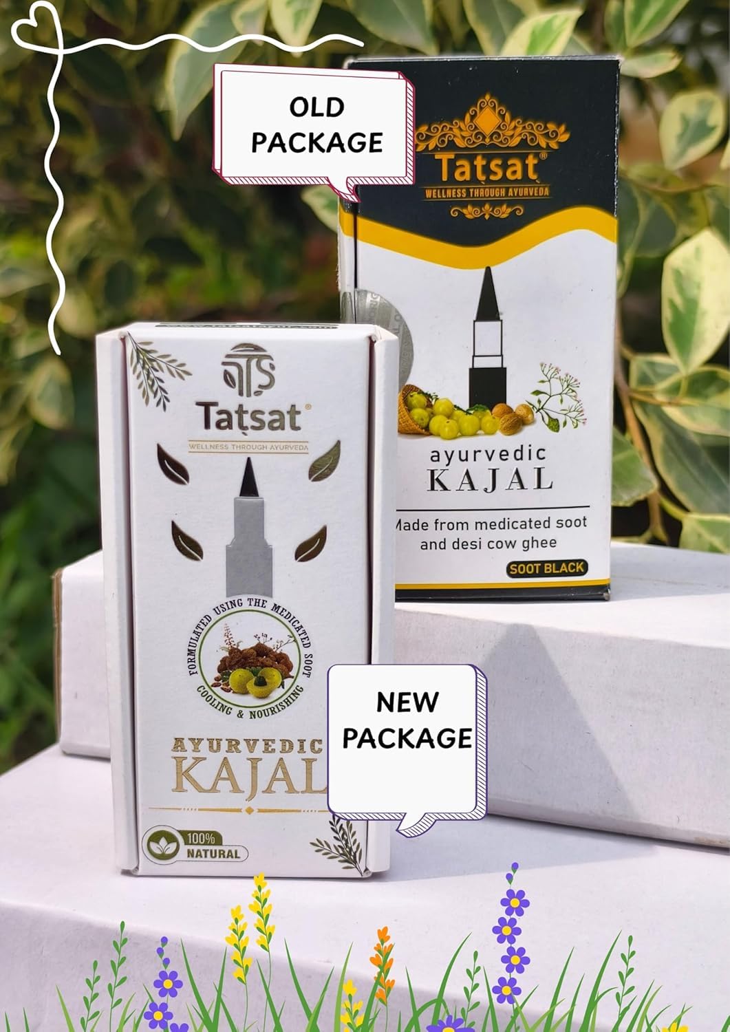 TATSAT - WELLNESS THROUGH AYURVEDA TATSAT 100% Natural Ayurvedic Herbal Kajal with CHAKSHUSHYA Herbs | No Preservatives | No Chemicals | No Irritation | 2.5gm Pencil Kajal for Adults