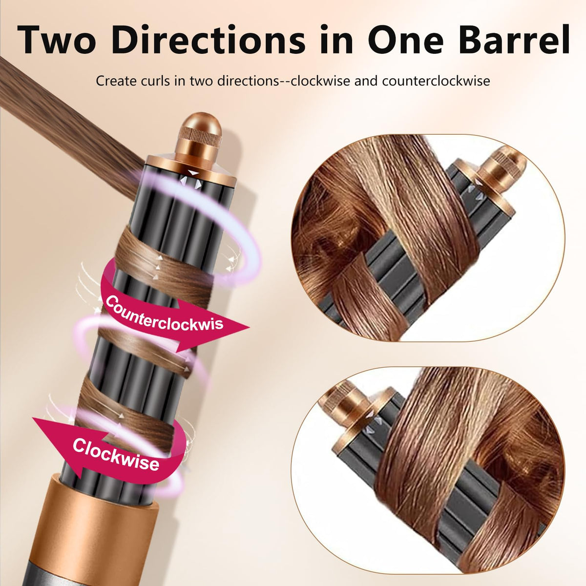 Chuancheng 40mm/1.6inch Long Curling Barrels Attachments for Dyson Airwrap HS01 HS05 HS08 Styler, Hair Curl Barrels Replacement Parts, Gold