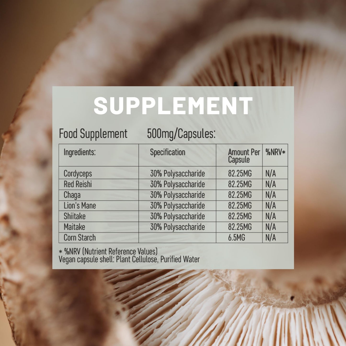 Mushroom Complex 6 Lions Mane Mushroom Supplement 120 Capsules High Strength Vegan Supplement with Lions Mane, Reishi, Chaga Mushroom Powder, Shitake, Cordyceps & Maitake (120 Capsules)