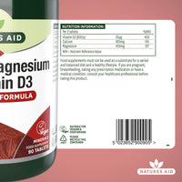 Natures Aid Calcium Magnesium and D3, Helps Maintain Normal Bones, Teeth and Muscle Function, Vegan, 90 Tablets