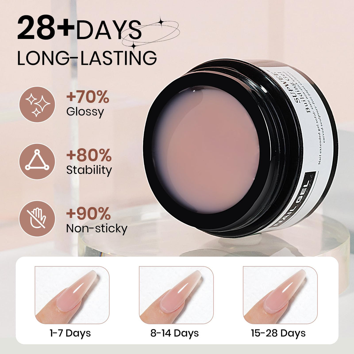 SUPWEE Solid Builder Gel Nail 14g Nude Non-sticky 3D Sculpture Gel for Carving Patterns Decoration Nail Strengthen Soak Off Nail Art Salon Hom
