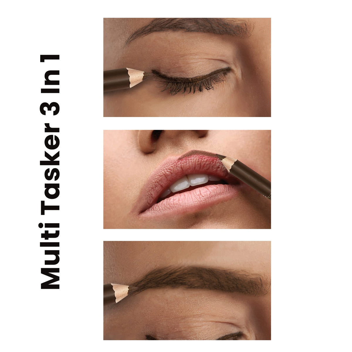 BF Beauty Forever Beauty Forever Dual Ended True Kohl Eyebrow Pencil & Multi Tasker with Sharpener & Separator Comb, Lip liner, Eyeliner, Smudge & Waterproof (Brown)
