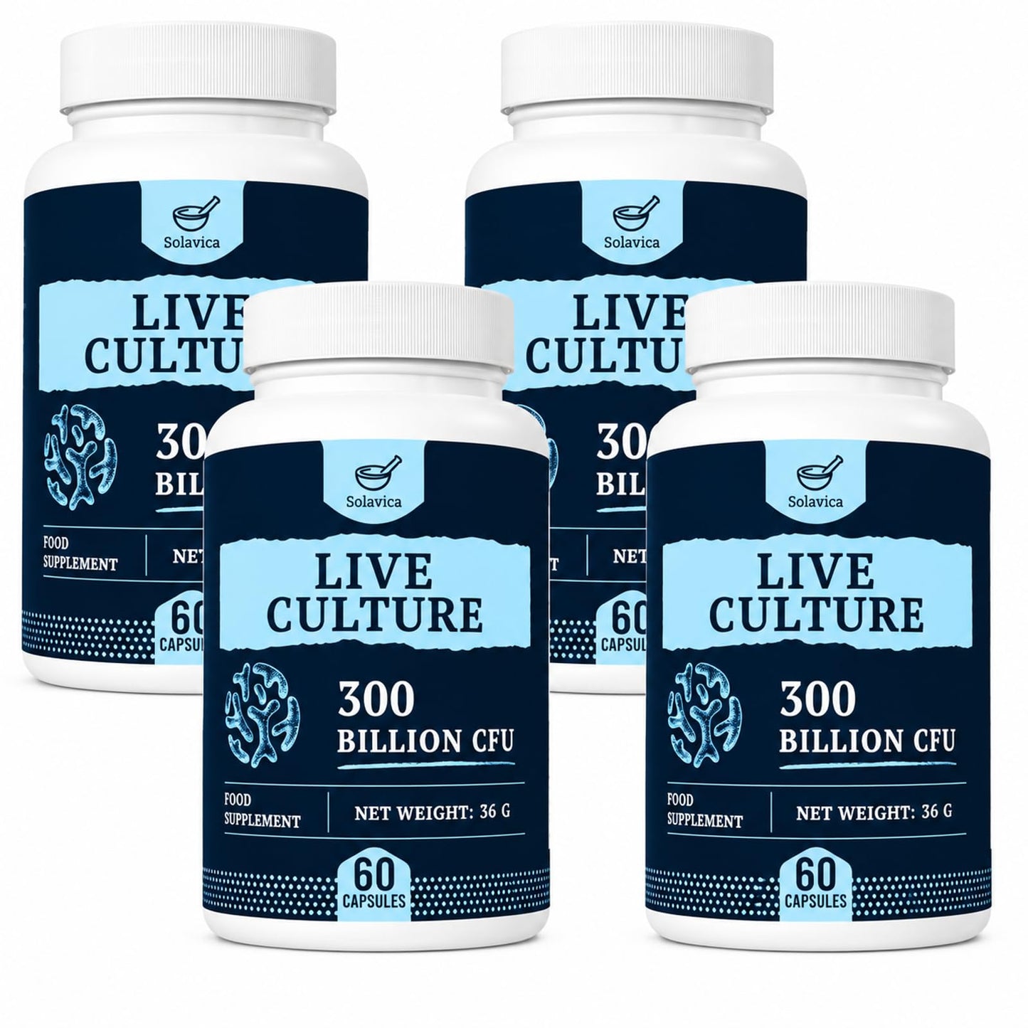 Solavica 300 Billion CFU Live Cultures Capsules for Women & Men (60 Count (Pack of 4))