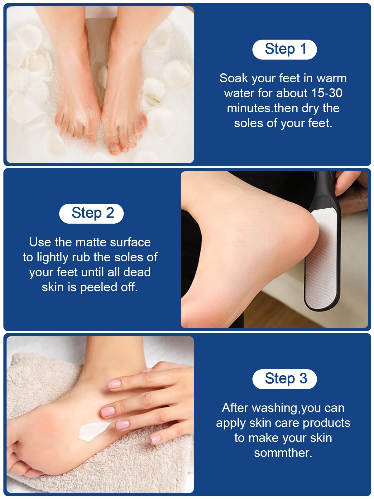 EBANKU 50 PCS Foot Files Reusable Stainless Steel Foot File Callus Remover Professional Abrasive Feet Rasp Foot Refill Pads Pedicure Sandpapers Replacement (Gray)