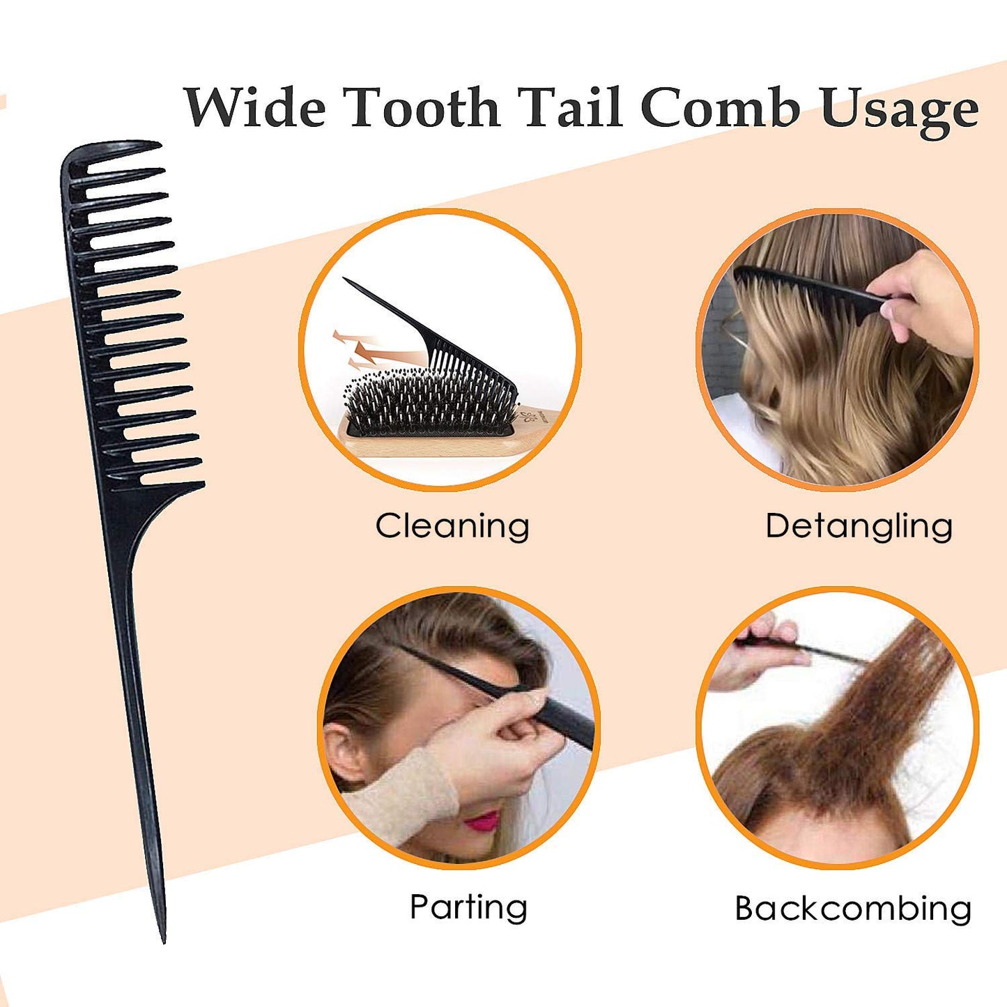 Hair Brush Set, Sosoon Boar Bristle Paddle Hairbrush for Women Men Kids Reducing Frizzy, No More Tangle, Small Travel Brush Tail Comb & Giftbox Included