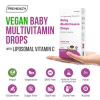 PROHEALTH ProHealth Vegan Multivitamin Drops for Infants & Kids (Age 3 Months+) | 9 Essential Vitamins with Liposomal Vitamin C, Mango Flavour | Sugar-Free, Non-GMO, Gluten-Free, Made in UK (55 Days Supply)