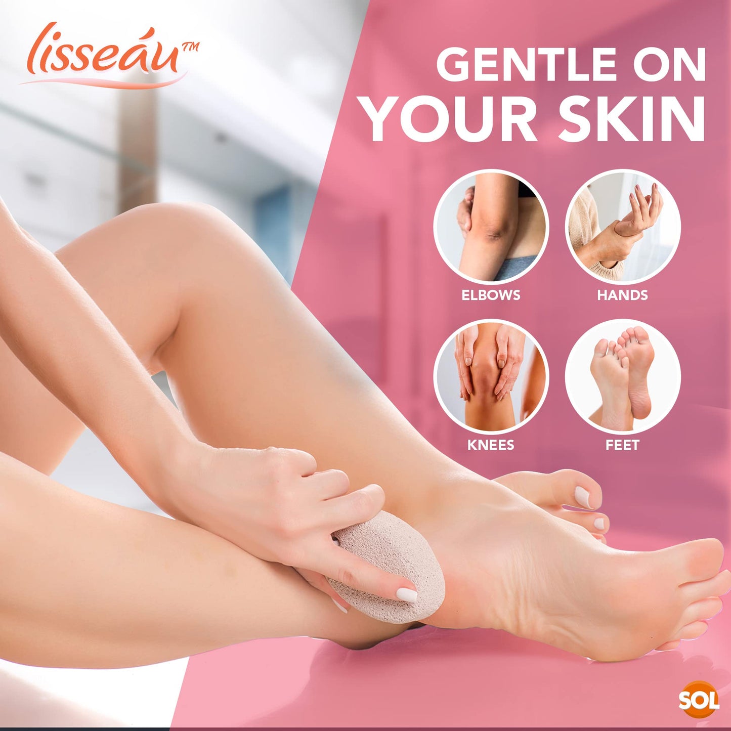 2pk Natural Pumice Stone for Feet | Callus Remover Feet Scrubber Dead Skin Pumice Stones | Foot Scrubber Pumice Stone Feet | Foot Pumice Stone for Hands Foot Stone Pumice for Hard Skin + SOL Sticker