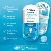 7th Heaven Nutriactive Skincare - 3 Face Sheet Masks - Hyaluronic Acid, Vitamin C and Retinol