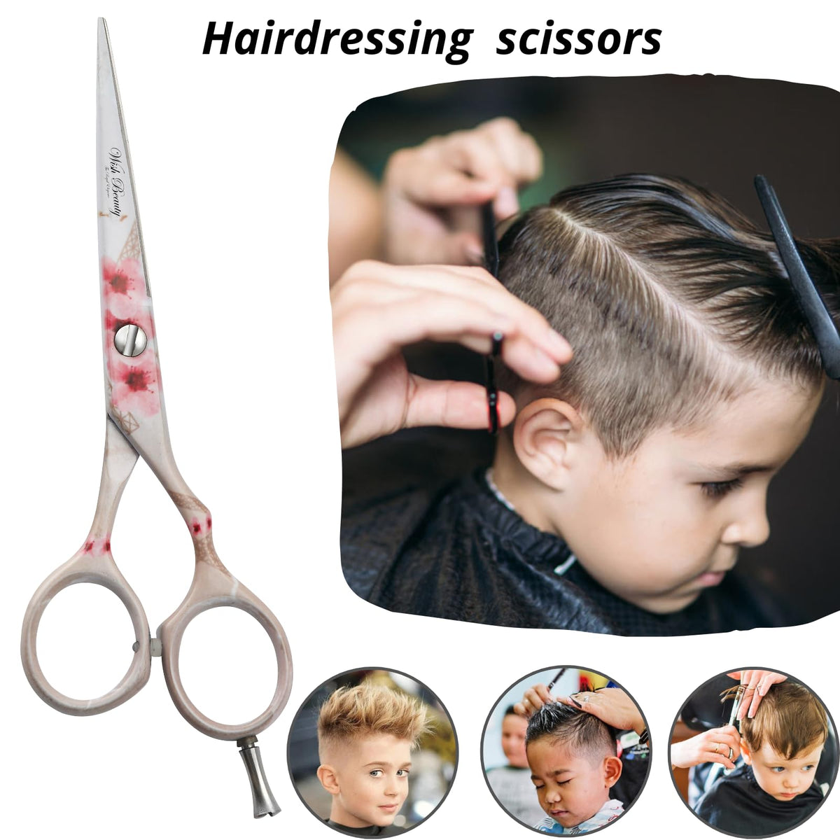 wish beauty,the royal elegance Wishbeauty Pre-Style Magic White Hair Scissors 5.5 Inches Offset Design Forged Special German Steel, Hair Cutting Scissors Shears, Barber Hairdressing Scissor Salon Razor Edge (Magic White)
