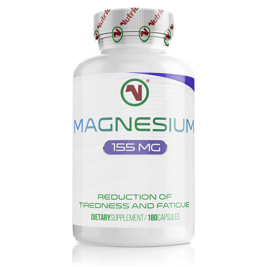 Nutriodol Magnesium Bisglycinate - Up to 465mg per Day | 180 x Easy to Swallow Capsules | 60 Days Minimum Supply | Reduce Tiredness and Fatigue